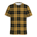 Black And Yellow Tartan Pattern Print Men's Athletic T-Shirt