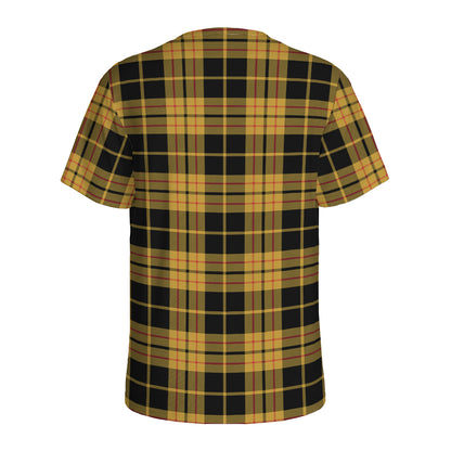 Black And Yellow Tartan Pattern Print Men's Sports T-Shirt