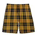Black And Yellow Tartan Pattern Print Men's Swim Trunks