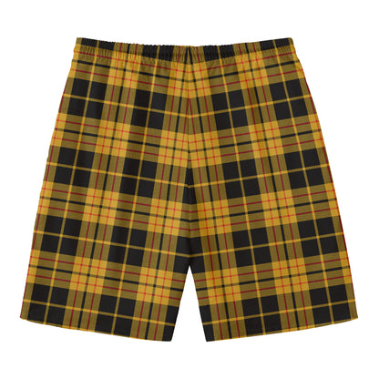 Black And Yellow Tartan Pattern Print Men's Swim Trunks