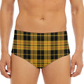 Black And Yellow Tartan Pattern Print Men's Triangle Swim Briefs