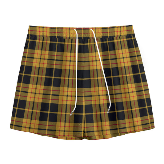 Black And Yellow Tartan Pattern Print Mesh Shorts