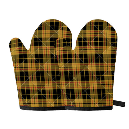 Black And Yellow Tartan Pattern Print Oven Mitts