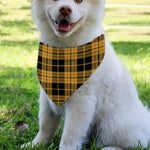 Black And Yellow Tartan Pattern Print Over The Collar Dog Bandana