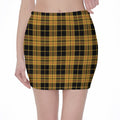 Black And Yellow Tartan Pattern Print Pencil Mini Skirt