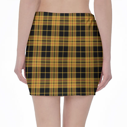 Black And Yellow Tartan Pattern Print Pencil Mini Skirt