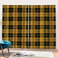 Black And Yellow Tartan Pattern Print Pencil Pleat Curtains