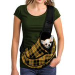 Black And Yellow Tartan Pattern Print Pet Sling Carrier
