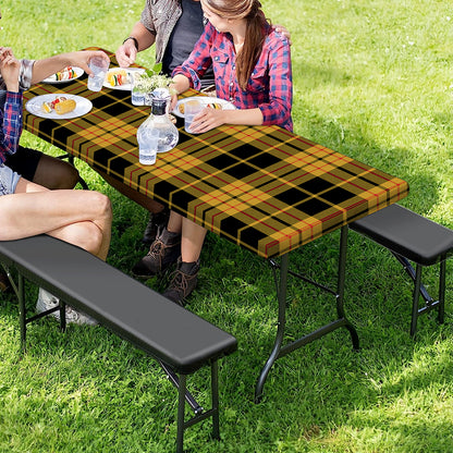 Black And Yellow Tartan Pattern Print Picnic Table Cover