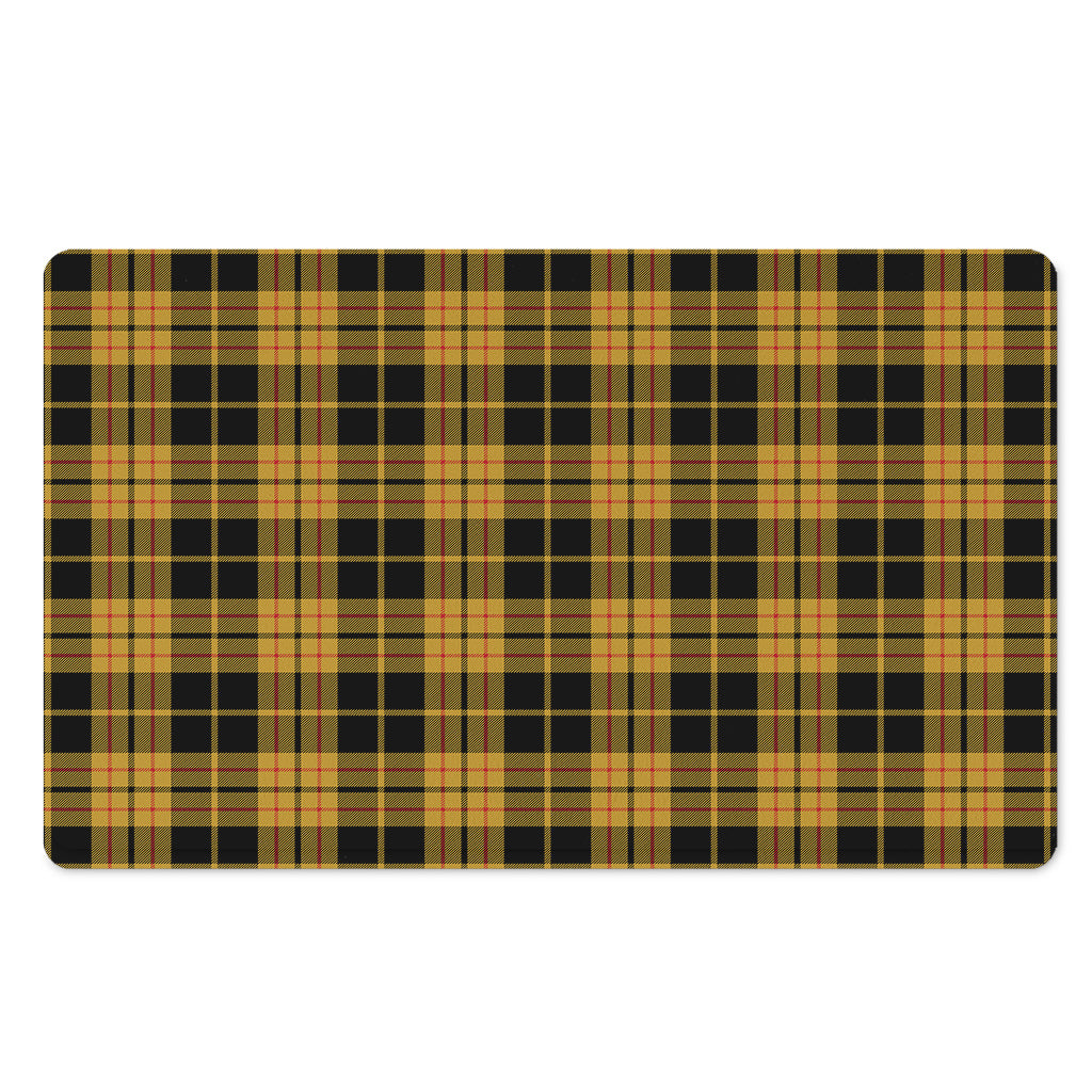 Black And Yellow Tartan Pattern Print Polyester Doormat