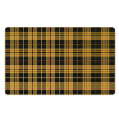 Black And Yellow Tartan Pattern Print Polyester Doormat