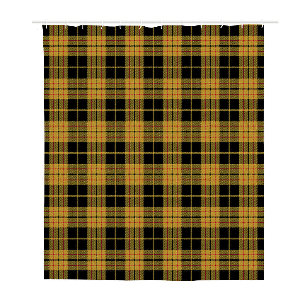 Black And Yellow Tartan Pattern Print Polyester Shower Curtain
