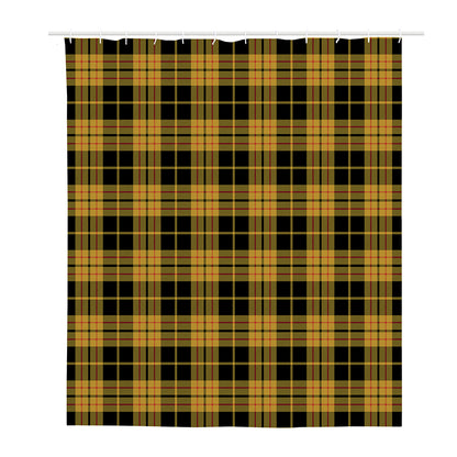 Black And Yellow Tartan Pattern Print Polyester Shower Curtain