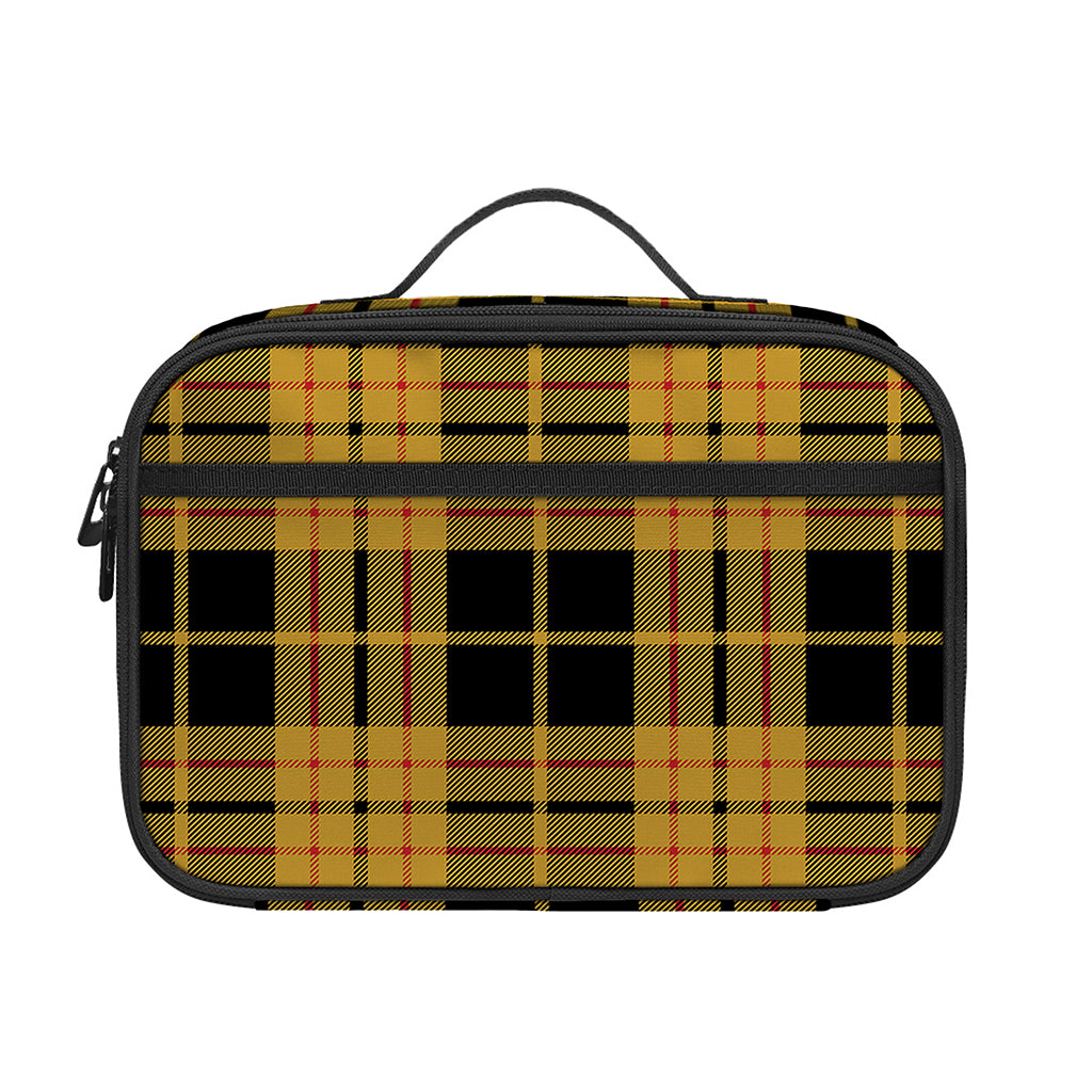 Black And Yellow Tartan Pattern Print Portable Lunch Bag