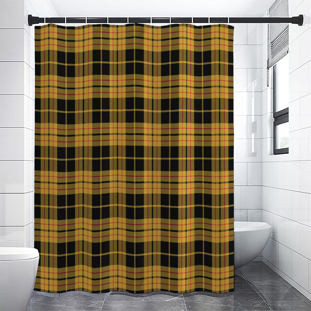 Black And Yellow Tartan Pattern Print Premium Shower Curtain