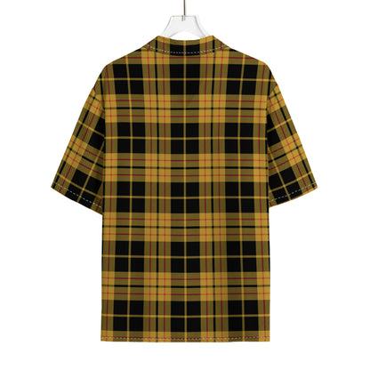 Black And Yellow Tartan Pattern Print Rayon Hawaiian Shirt