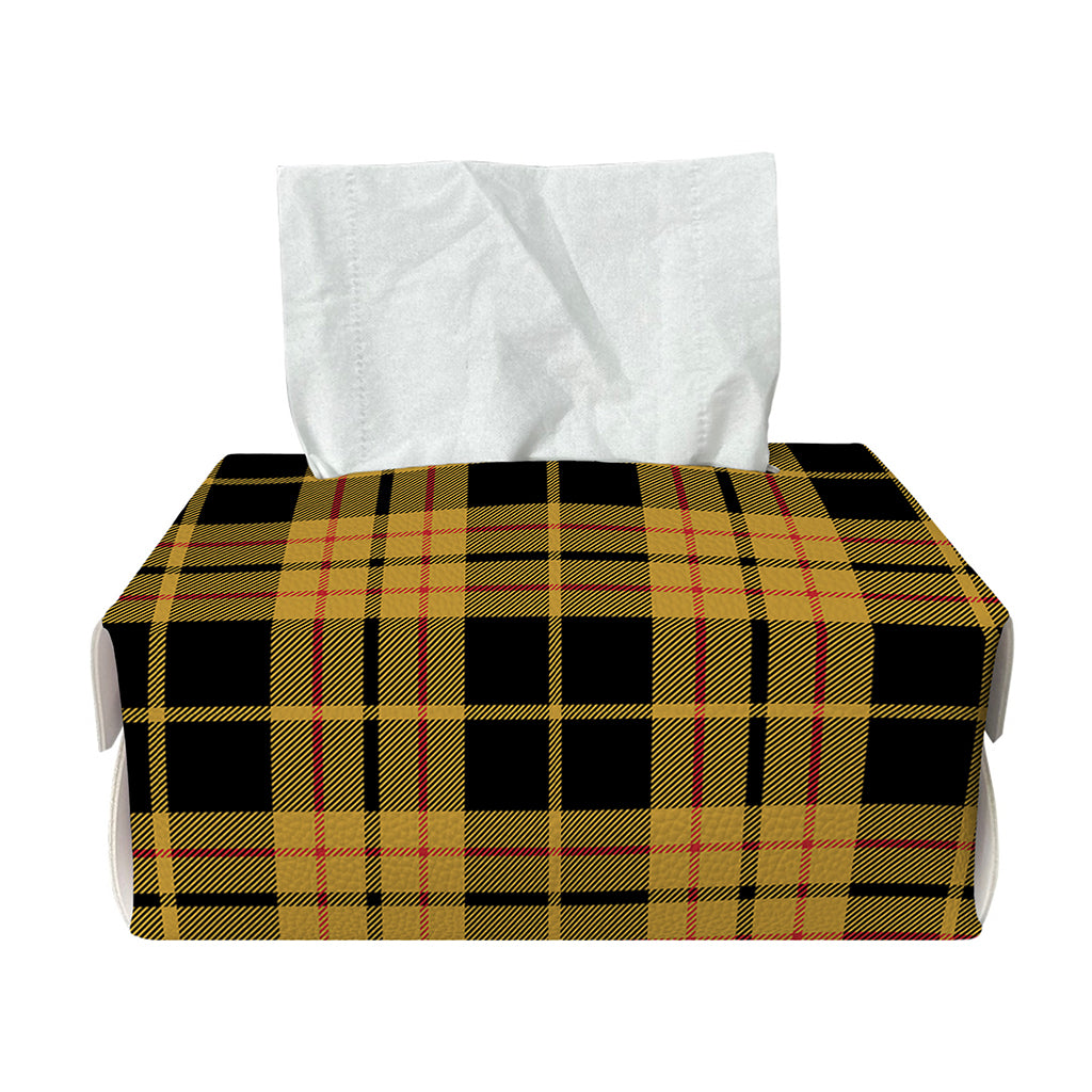 Black And Yellow Tartan Pattern Print Rectangle Tissue Box Cover