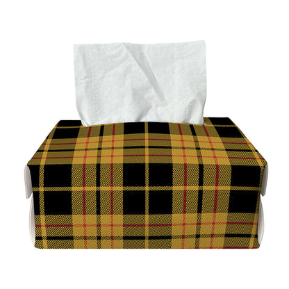 Black And Yellow Tartan Pattern Print Rectangle Tissue Box Cover
