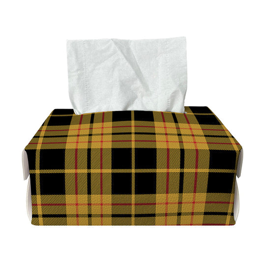 Black And Yellow Tartan Pattern Print Rectangle Tissue Box Cover