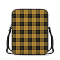 Black And Yellow Tartan Pattern Print Rectangular Crossbody Bag