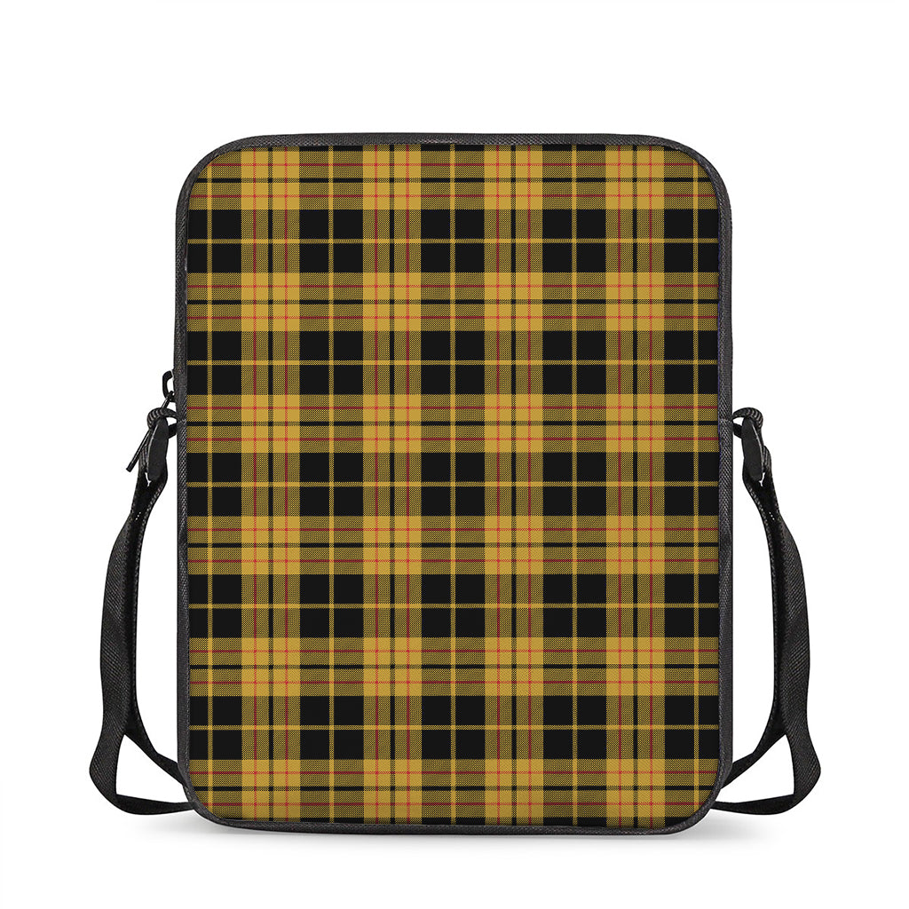 Black And Yellow Tartan Pattern Print Rectangular Crossbody Bag