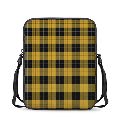 Black And Yellow Tartan Pattern Print Rectangular Crossbody Bag