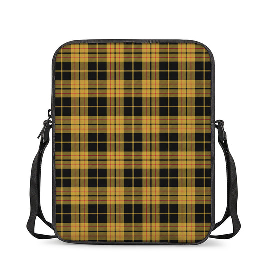 Black And Yellow Tartan Pattern Print Rectangular Crossbody Bag