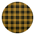 Black And Yellow Tartan Pattern Print Round Blanket