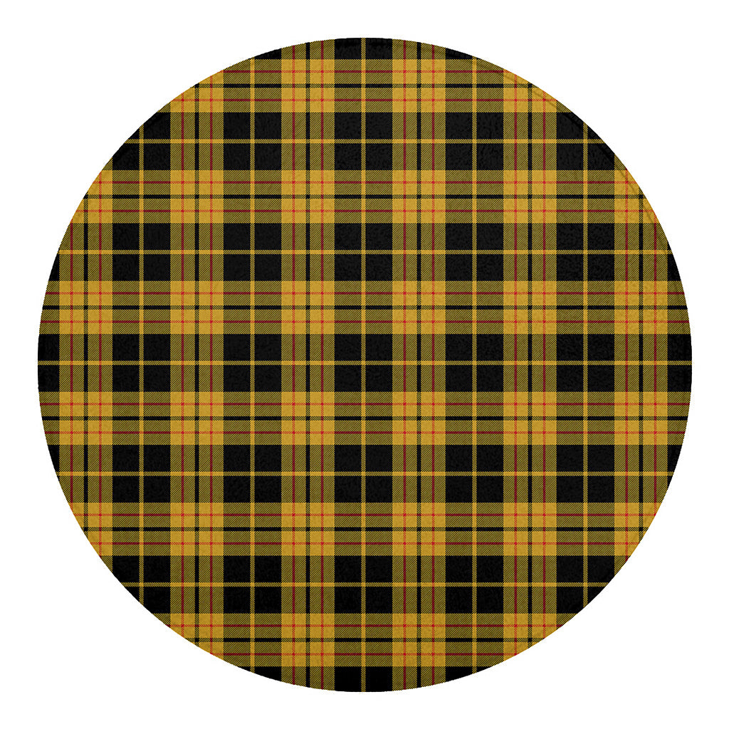 Black And Yellow Tartan Pattern Print Round Blanket