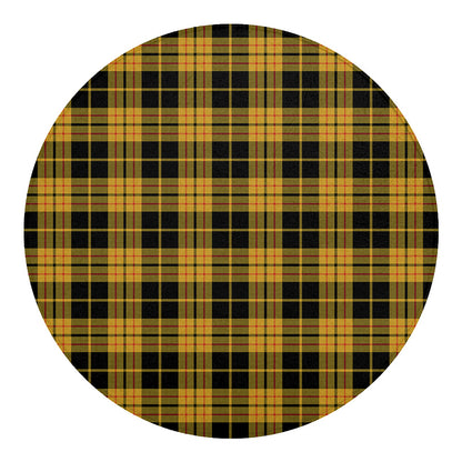 Black And Yellow Tartan Pattern Print Round Blanket