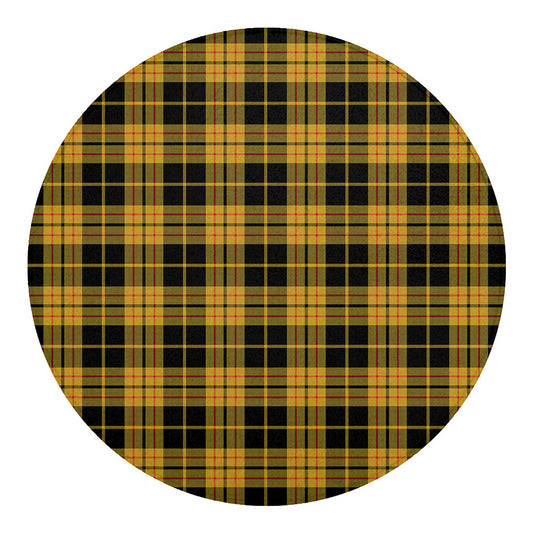 Black And Yellow Tartan Pattern Print Round Blanket