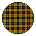 Black And Yellow Tartan Pattern Print Round Floor Mat