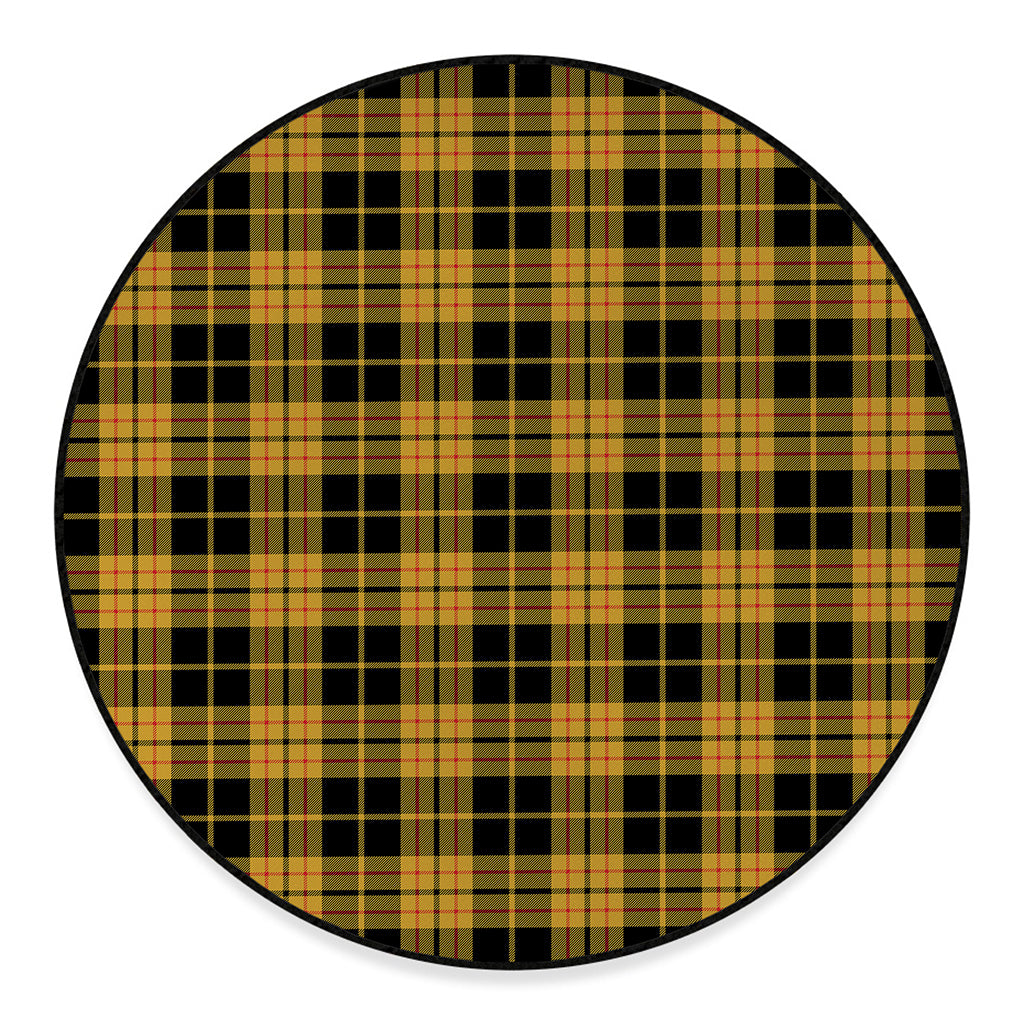 Black And Yellow Tartan Pattern Print Round Floor Mat