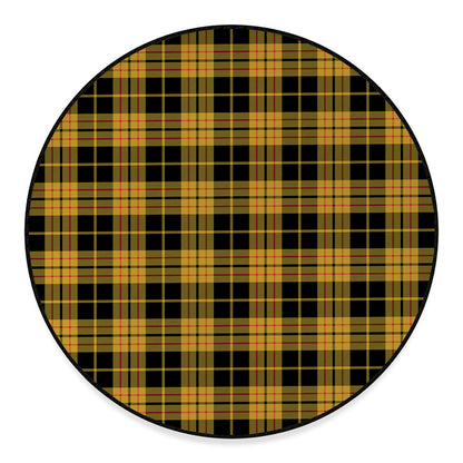 Black And Yellow Tartan Pattern Print Round Floor Mat