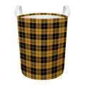 Black And Yellow Tartan Pattern Print Round Laundry Basket