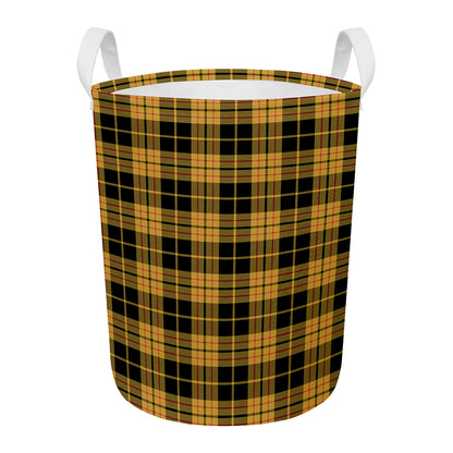 Black And Yellow Tartan Pattern Print Round Laundry Basket