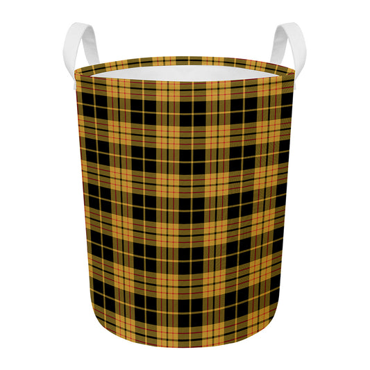 Black And Yellow Tartan Pattern Print Round Laundry Basket