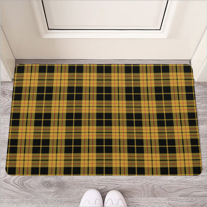 Black And Yellow Tartan Pattern Print Rubber Doormat