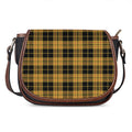 Black And Yellow Tartan Pattern Print Saddle Bag