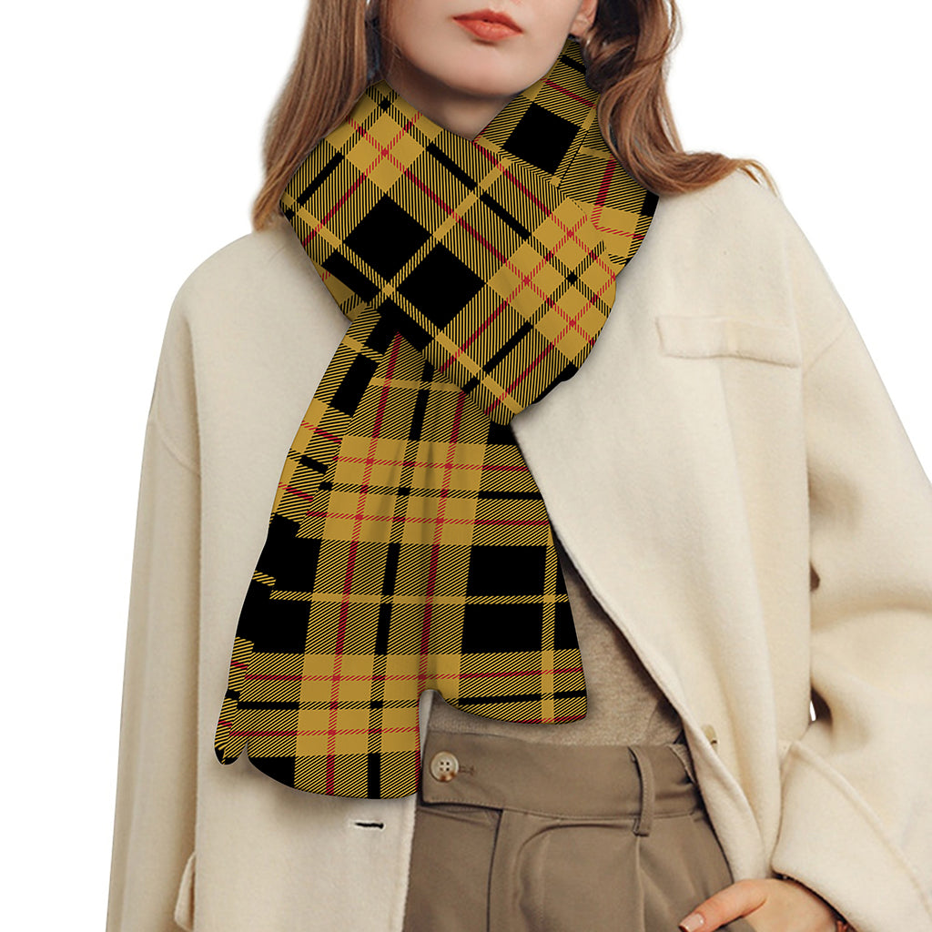 Black And Yellow Tartan Pattern Print Scarf