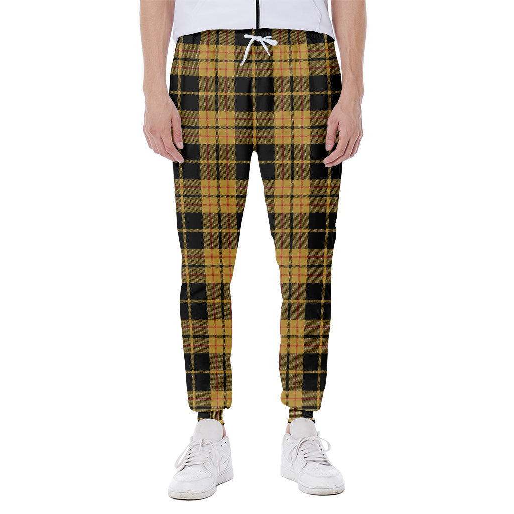 Black And Yellow Tartan Pattern Print Scuba Joggers