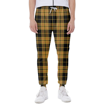 Black And Yellow Tartan Pattern Print Scuba Joggers