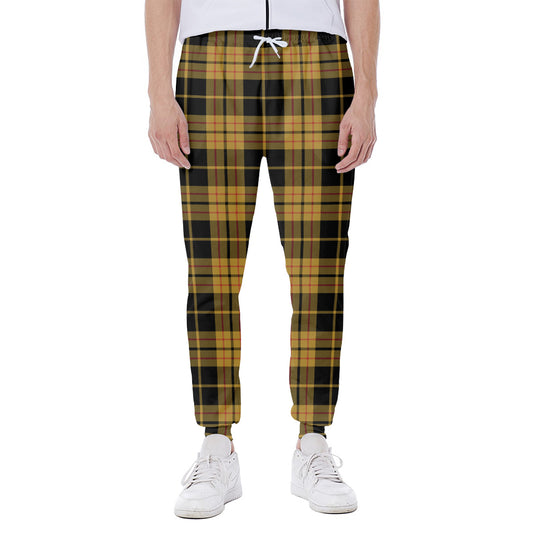 Black And Yellow Tartan Pattern Print Scuba Joggers