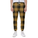 Black And Yellow Tartan Pattern Print Scuba Joggers