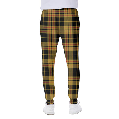 Black And Yellow Tartan Pattern Print Scuba Joggers