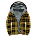 Black And Yellow Tartan Pattern Print Sherpa Lined Zip Up Hoodie