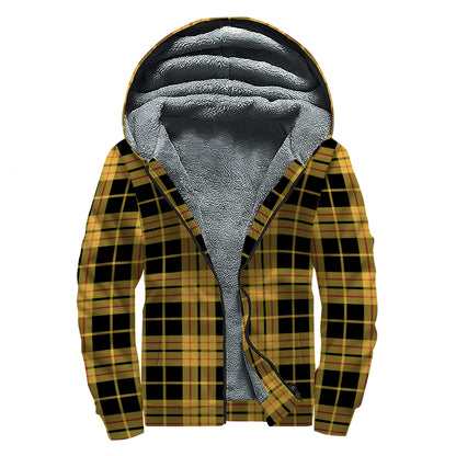 Black And Yellow Tartan Pattern Print Sherpa Lined Zip Up Hoodie