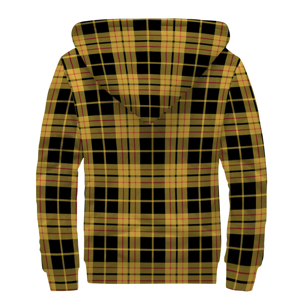 Black And Yellow Tartan Pattern Print Sherpa Lined Zip Up Hoodie