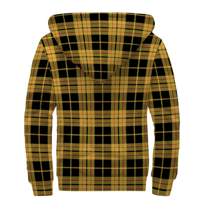 Black And Yellow Tartan Pattern Print Sherpa Lined Zip Up Hoodie
