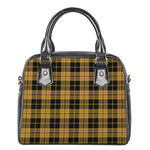 Black And Yellow Tartan Pattern Print Shoulder Handbag